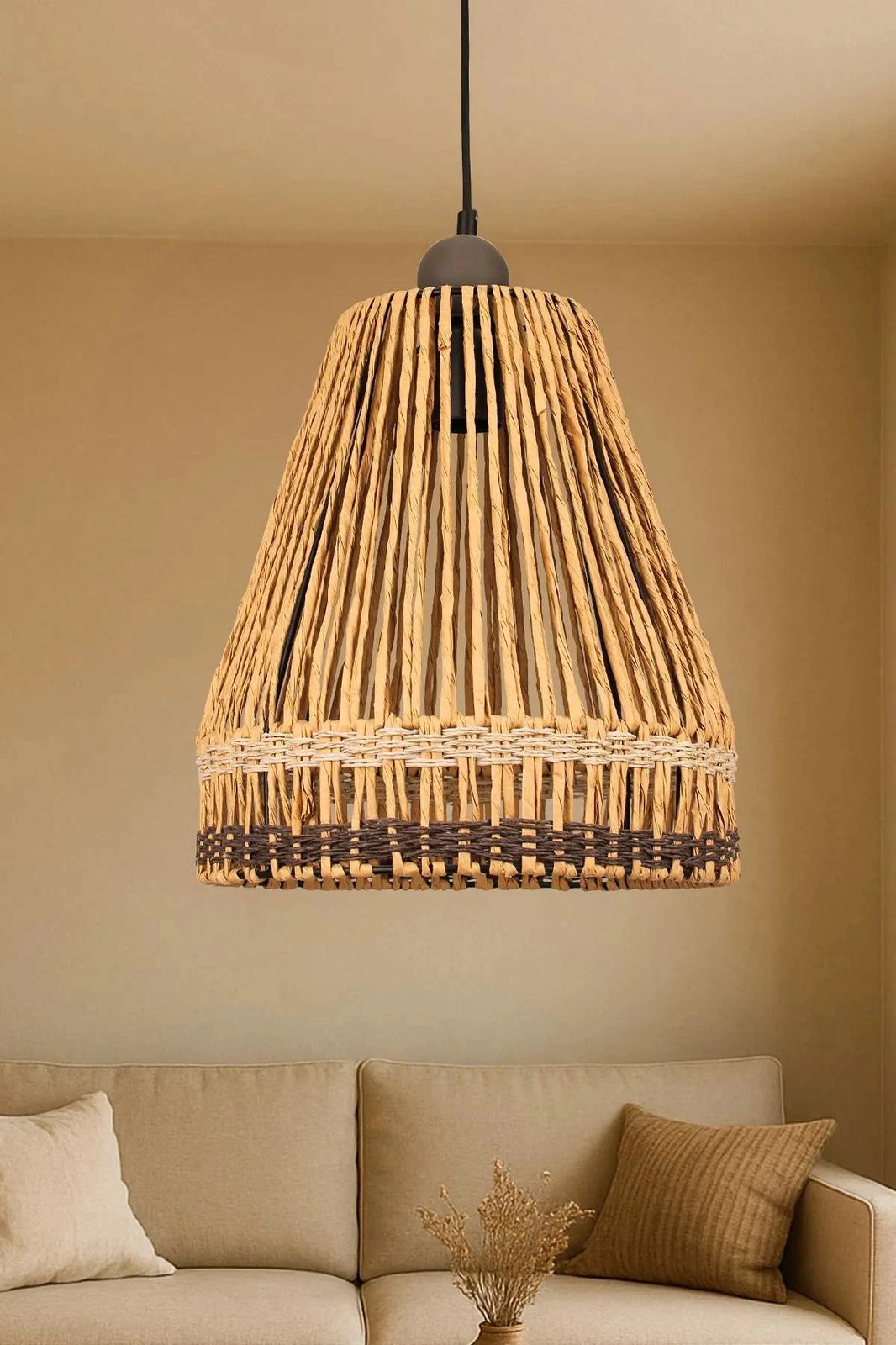 Llambë tavani Opviq, Caula, makrame, ngjyrë bezhë