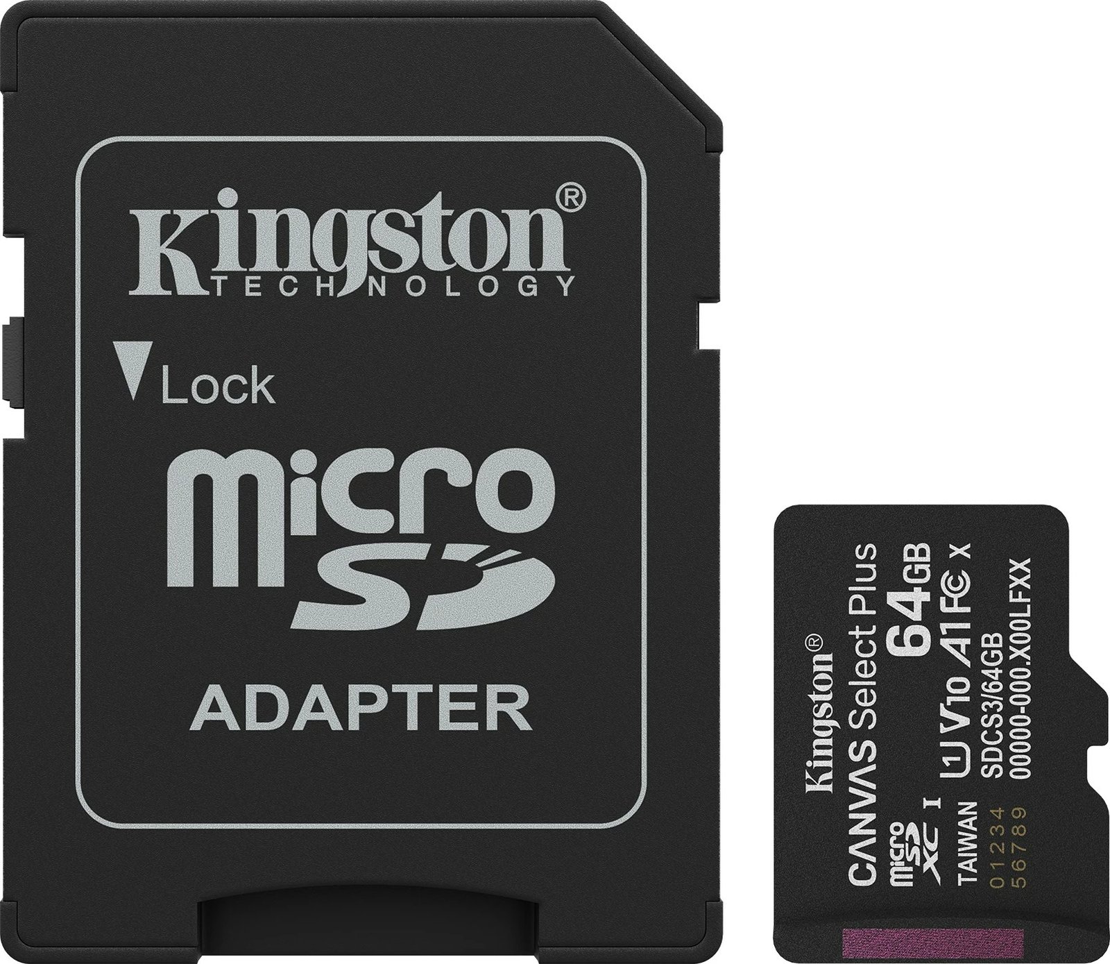 Kartelë memorie Kingston Canvas Select Plus 64GB microSDXC me adapter, e zezë
