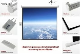 Ekran elektrik për projeksion ART EL F119 16:9, 119 inç, 264x147cm, me telekomandë