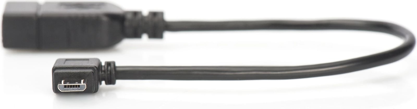 Adapter USB OTG Digitus, micro USB B në USB A, 0.15m, zi