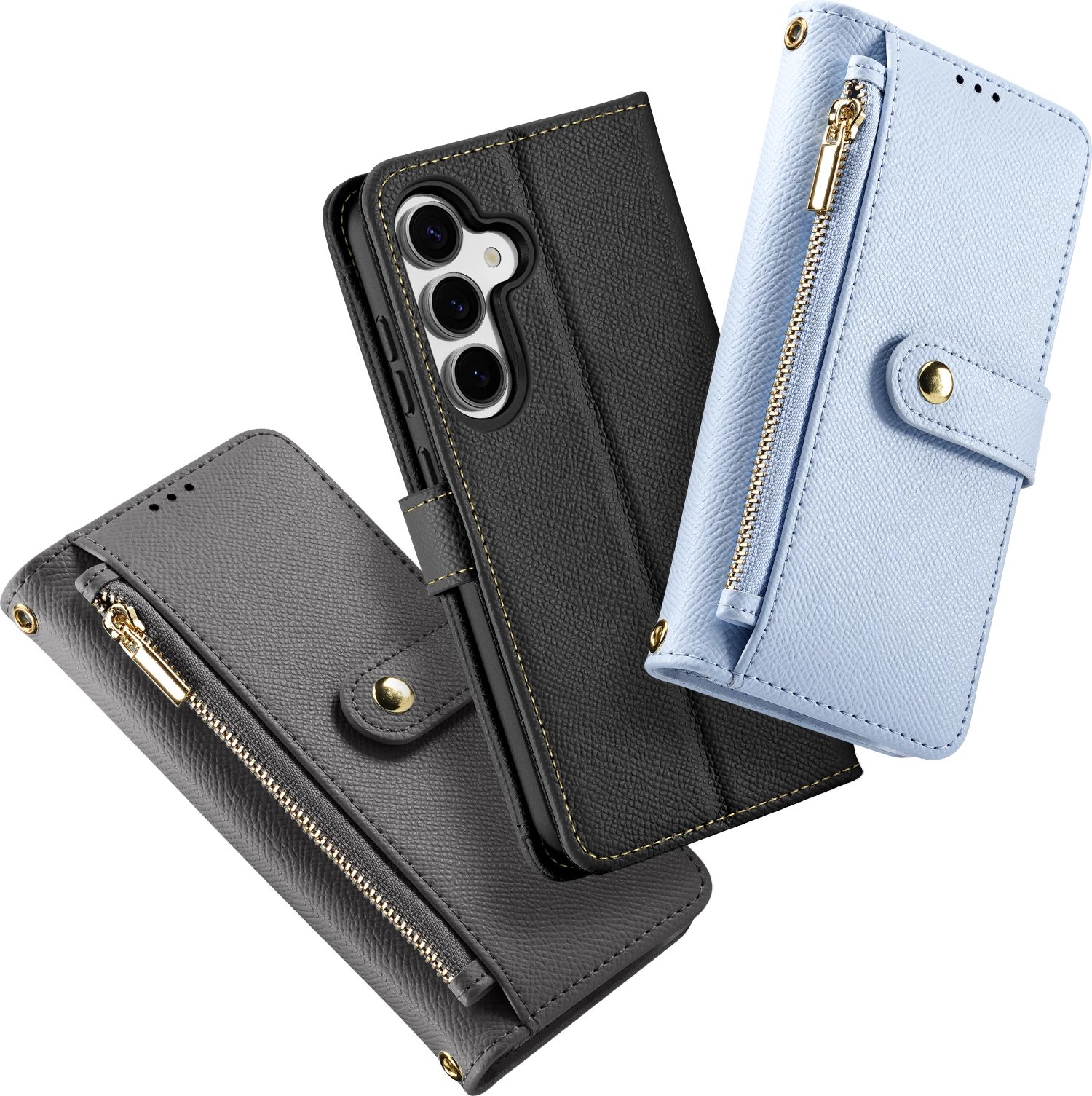 Mbështjellës Dux Ducis Lawa për Samsung Galaxy S25+, lëkurë, me portofol magnetik të ndashëm, kaltër