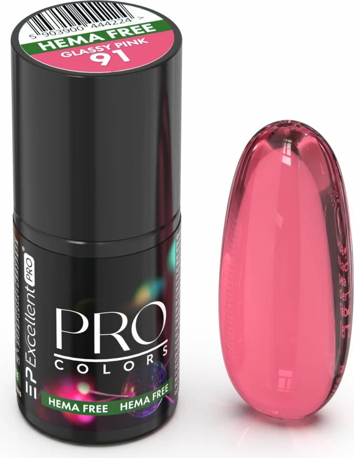 Llak për thonj për femra Excellent PRO Pro Colors Hema Free Hybrid 91 Glassy Pink, 7g