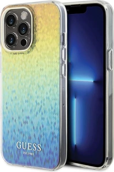 Mbështjellës Guess IML Faceted Mirror Disco Iridescent për iPhone 15 Pro Max, shumëngjyrësh