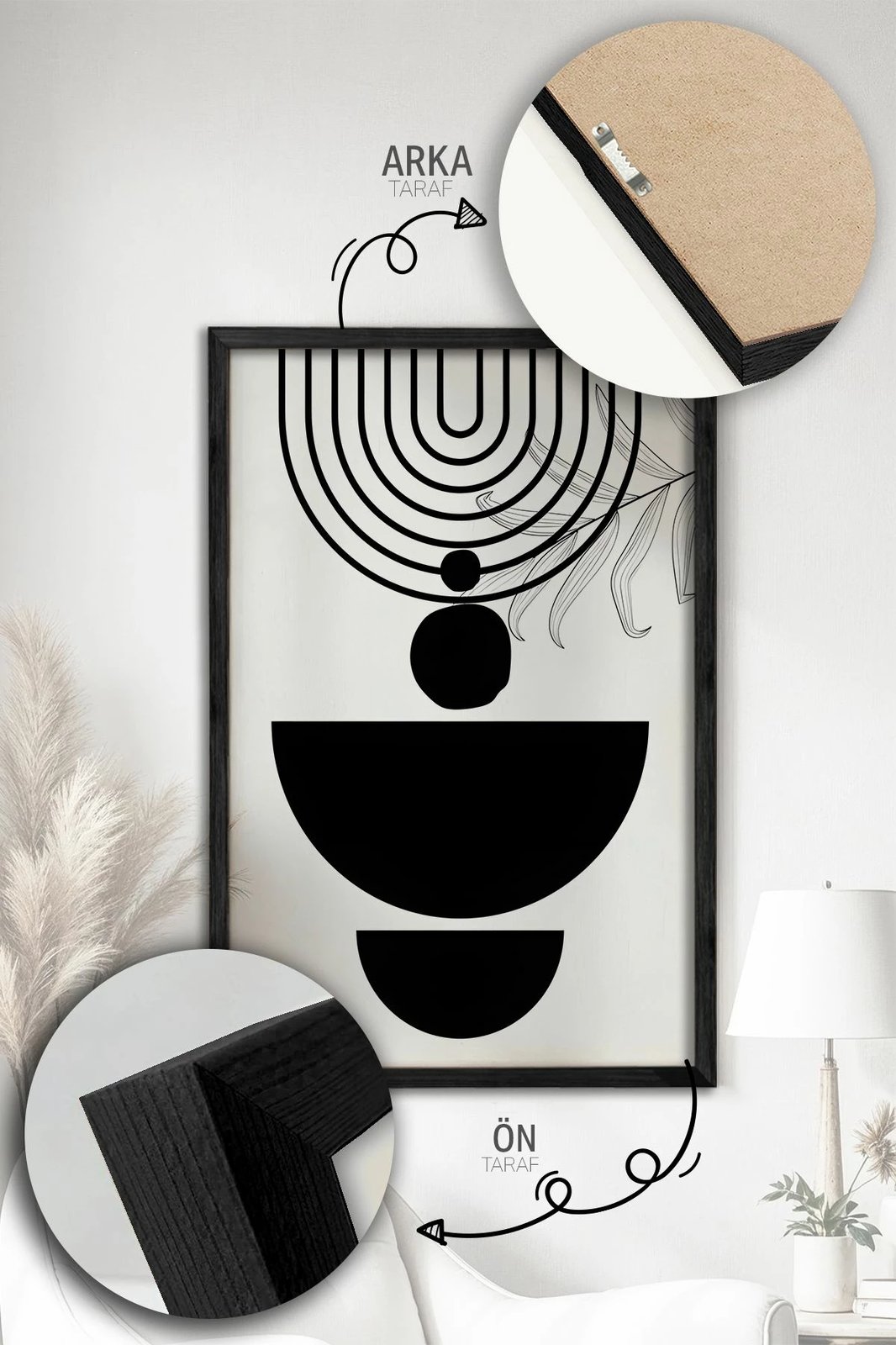 Pikturë dekorative me kornizë (3 copë), Wallity, Artvmodel15-Sıyah