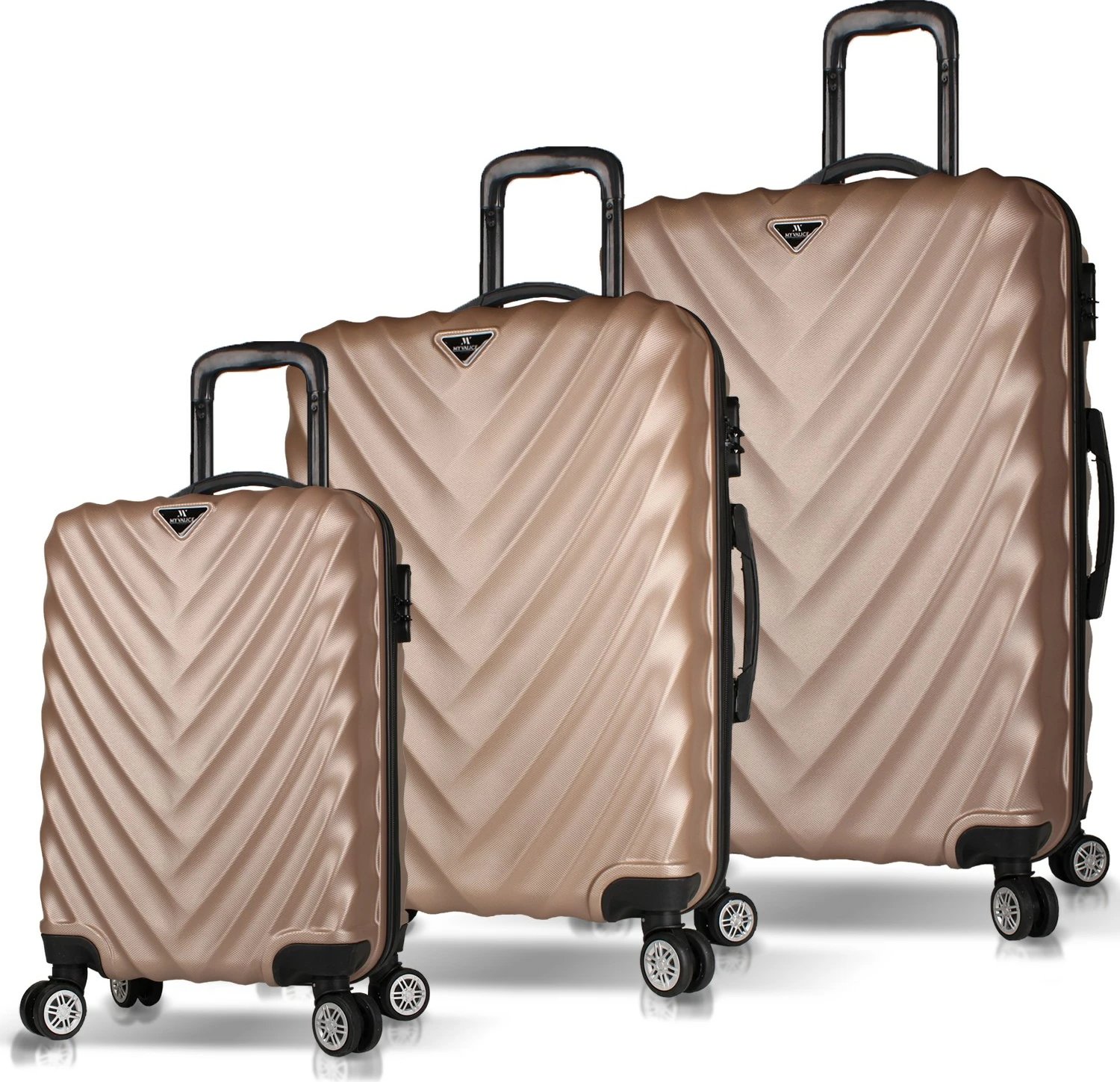 Set valixhesh (3 copë), ngjyrë ari, Zoozie Bags, 6593