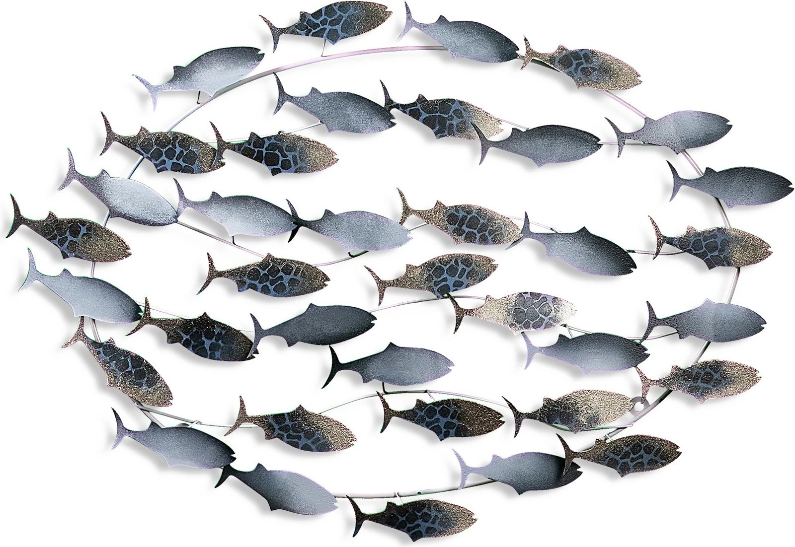 Aksesor dekorativ metalik për mur, Wallity, Alabalık 3, shumëngjyrësh, 94x58x4cm