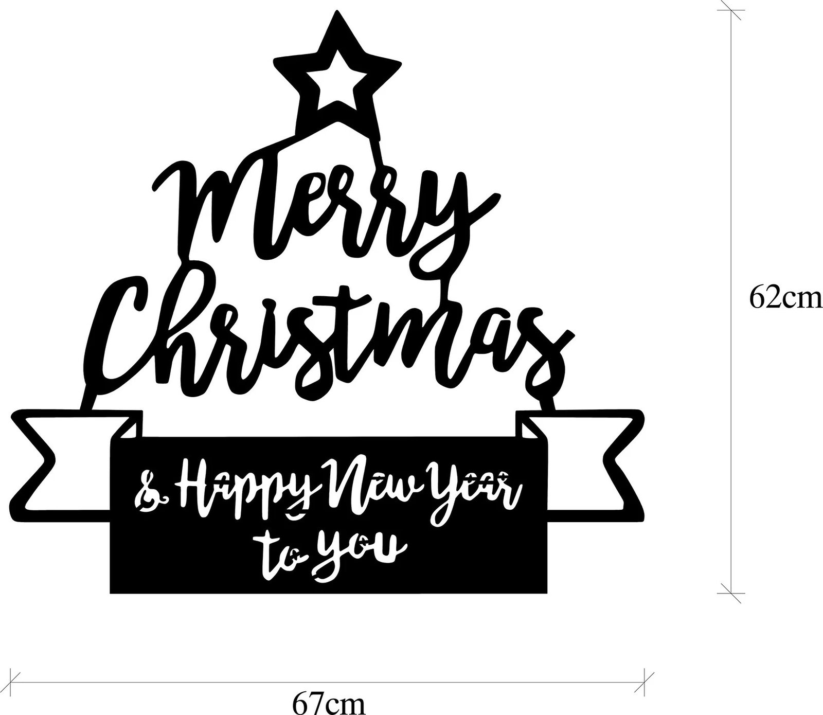 Aksesor dekorativ metalik për mur, Wallity, XMASBLACK - 004