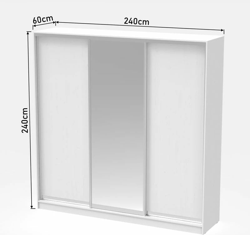 Dollap me dy dyer rrëshqitëse me pasqyrë, ngjyrë sonoma, 240x60x240cm