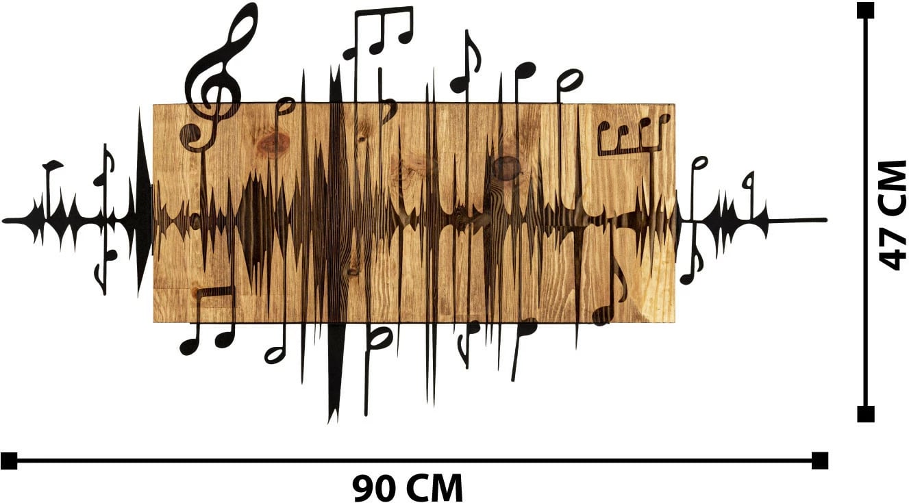 Aksesor dekorativ për mur, dru dhe metal, Wallity Efsa, ngjyrë e zezë dhe arre, 90x47cm