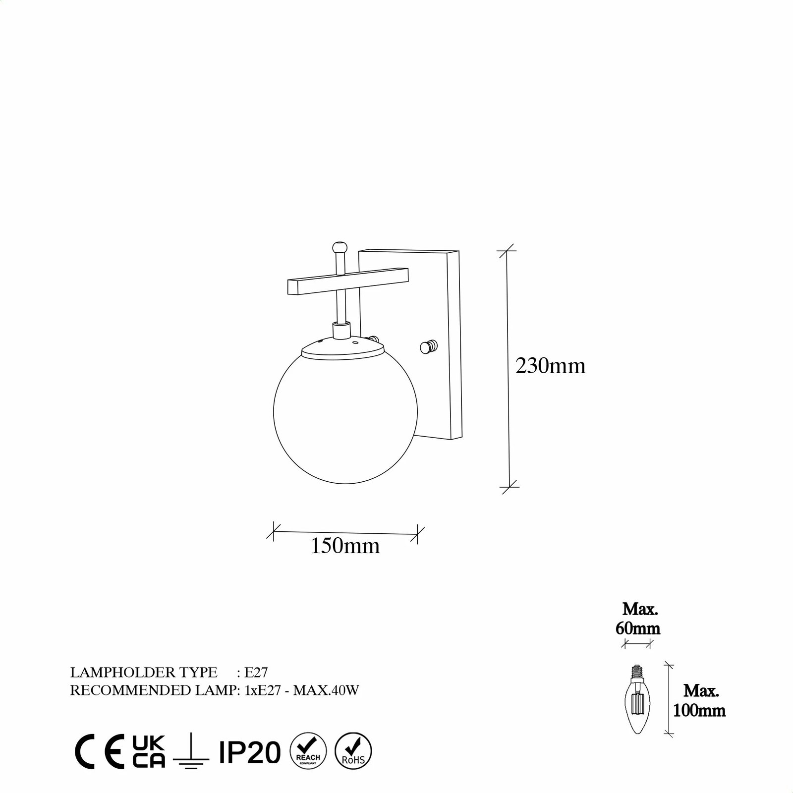 Llambë muri Opviq, ngjyrë ari, Zahar - 13111