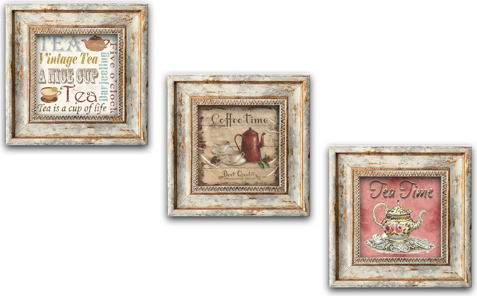 Piktura dekorative me kornizë MDF (3 copë), Wallity, Huhu323, 30x30cm