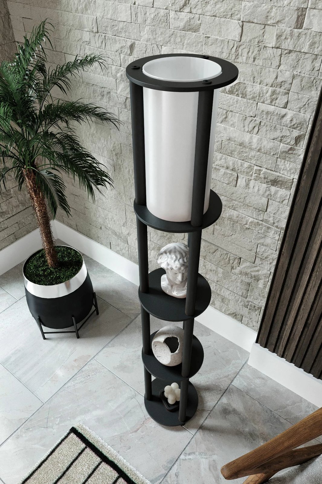 Llambë dyshemeje Opviq, Estantes Round, e zezë