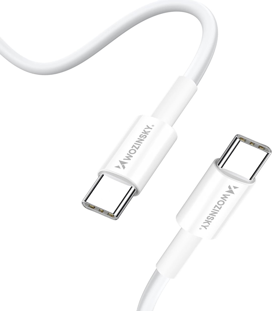 Karikues muri GaN 65W, Wozinsky WDCCBC, 2x USB-C + USB-A, PD/QC, prizë EU, me kabllo USB-C 65W 1m, i bardhë