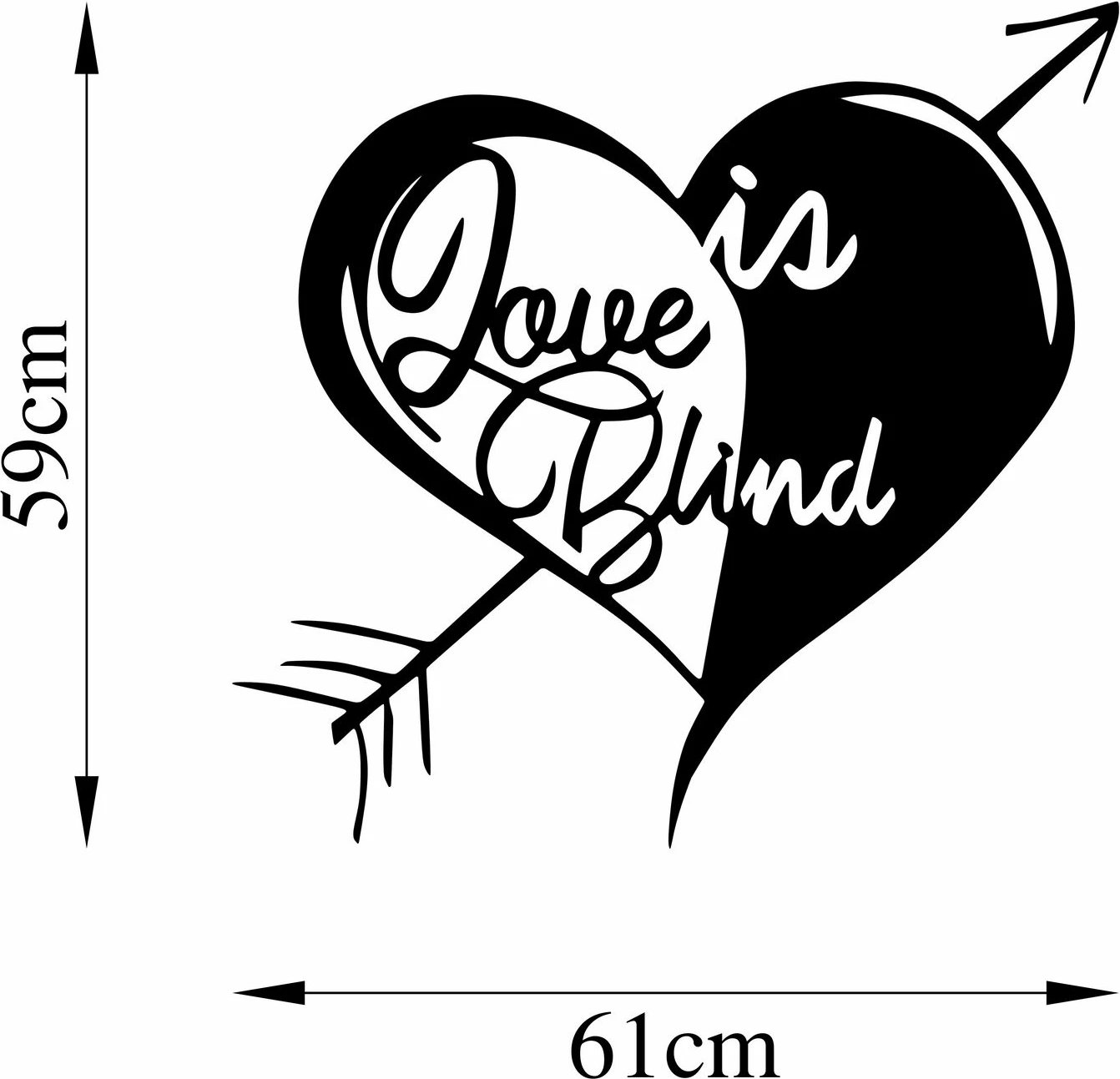 Aksesor dekorativ metalik për mur, Wallity, Love is Blind, 59x61cm