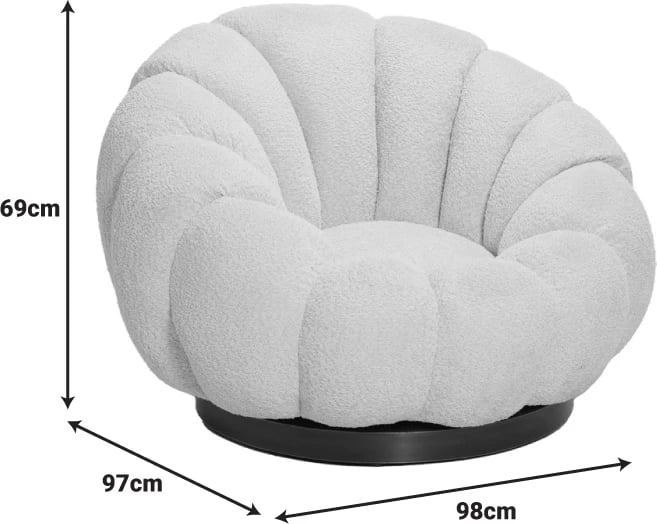 Fotel rrotullues me stol Nester, stof boucle, ngjyrë mollë e kalbur, 98x97x69cm