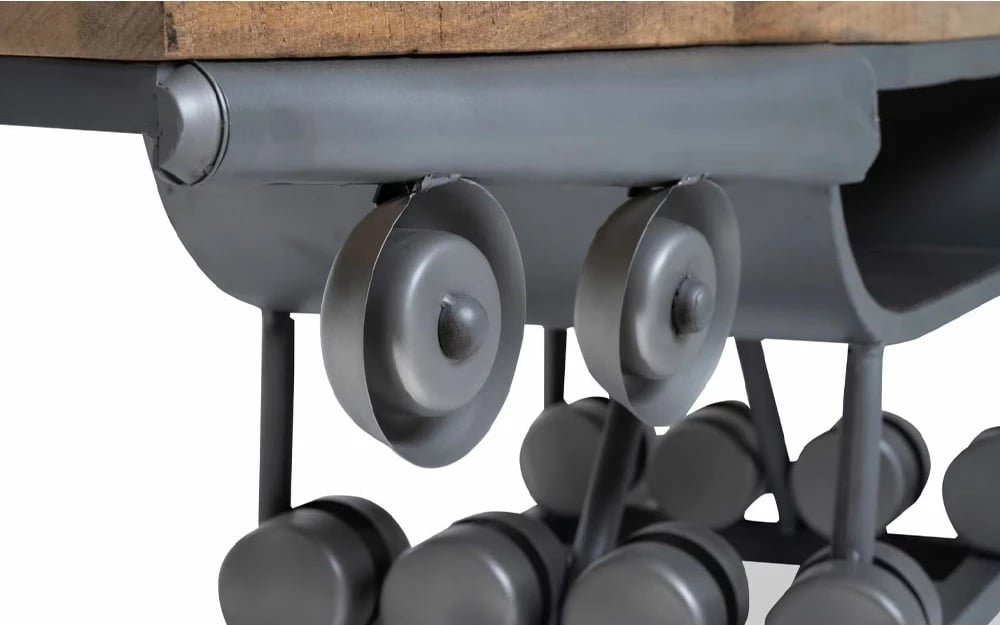 Mbajtës TV Wings, metal gunmetal, dru mango natyral, 188x44x44 cm