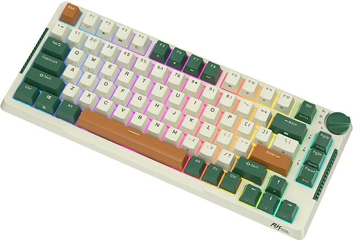 Tastierë mekanike wireless Royal Kludge RKH81, RGB, Sky cyan switch, e bardhë/gjelbër