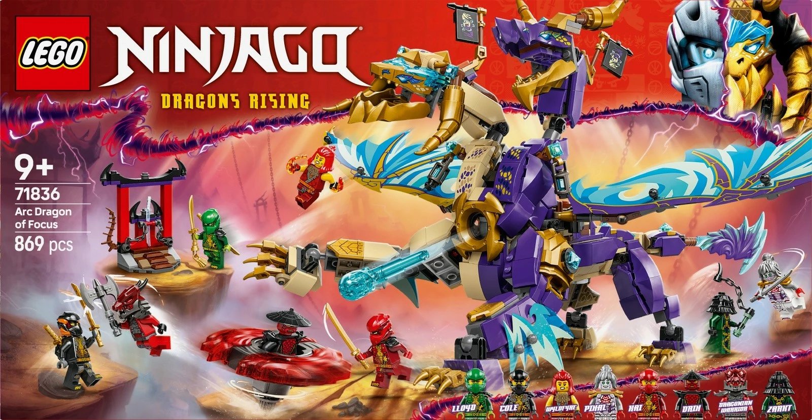 Set ndërtimi LEGO Ninjago 71836 Arcysmok Focus, 869 pjesë, plastikë, për fëmijë 9+
