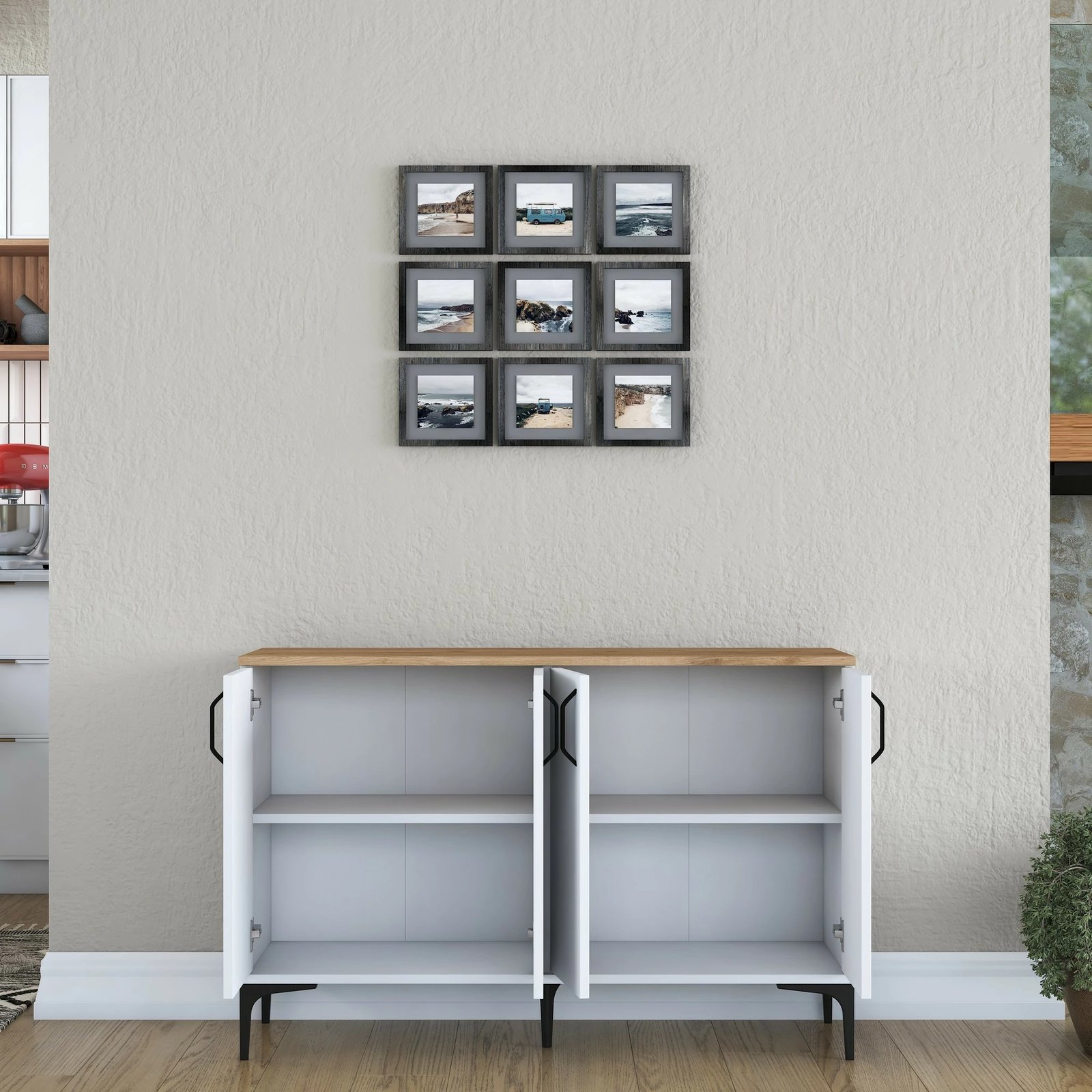 Dollap multifunksional, ngjyrë e bardhë dhe arre, Hanah Home JE162 - 3268