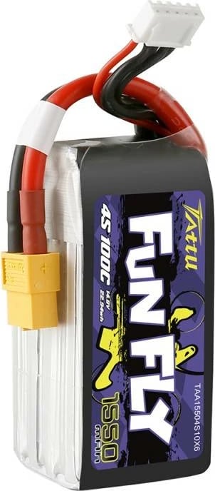 Bateri LiPo Tattu Funfly 1550mAh 4S1P 100C, për dronë, e zezë