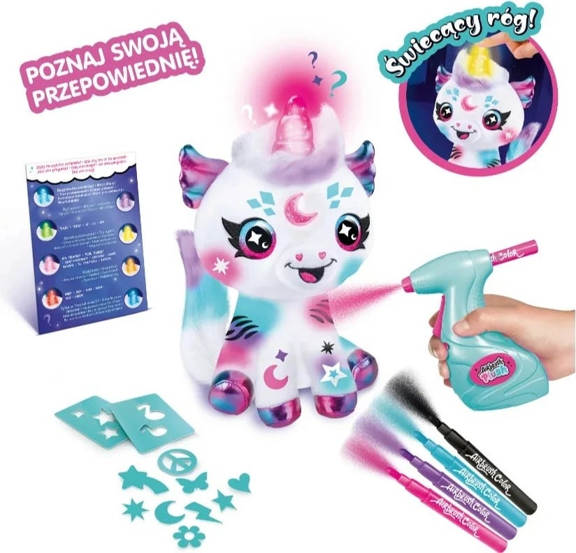 Set pelushi Epee EP60179 njëbrirësh me brirë që ndriçon, airbrush dhe markera, për fëmijë 6+, Multicolor