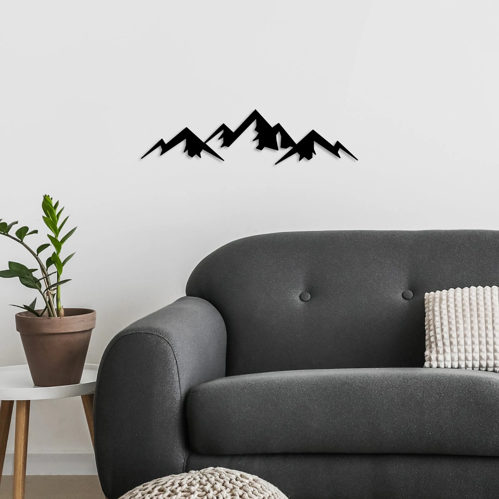 Aksesor dekorativ metalik për mur, Wallity, mal, 54x14cm