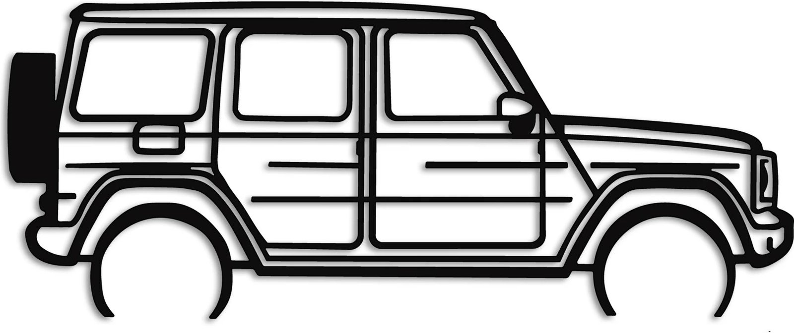Aksesor dekorativ metalik për mur, Wallity, Mercedes G-Class, ngjyrë e zezë, 73x30cm