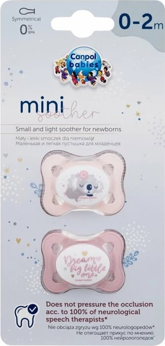 Biberon për fëmijë Canpol babies Sleepy Koala Mini Soother rozë 2 copë