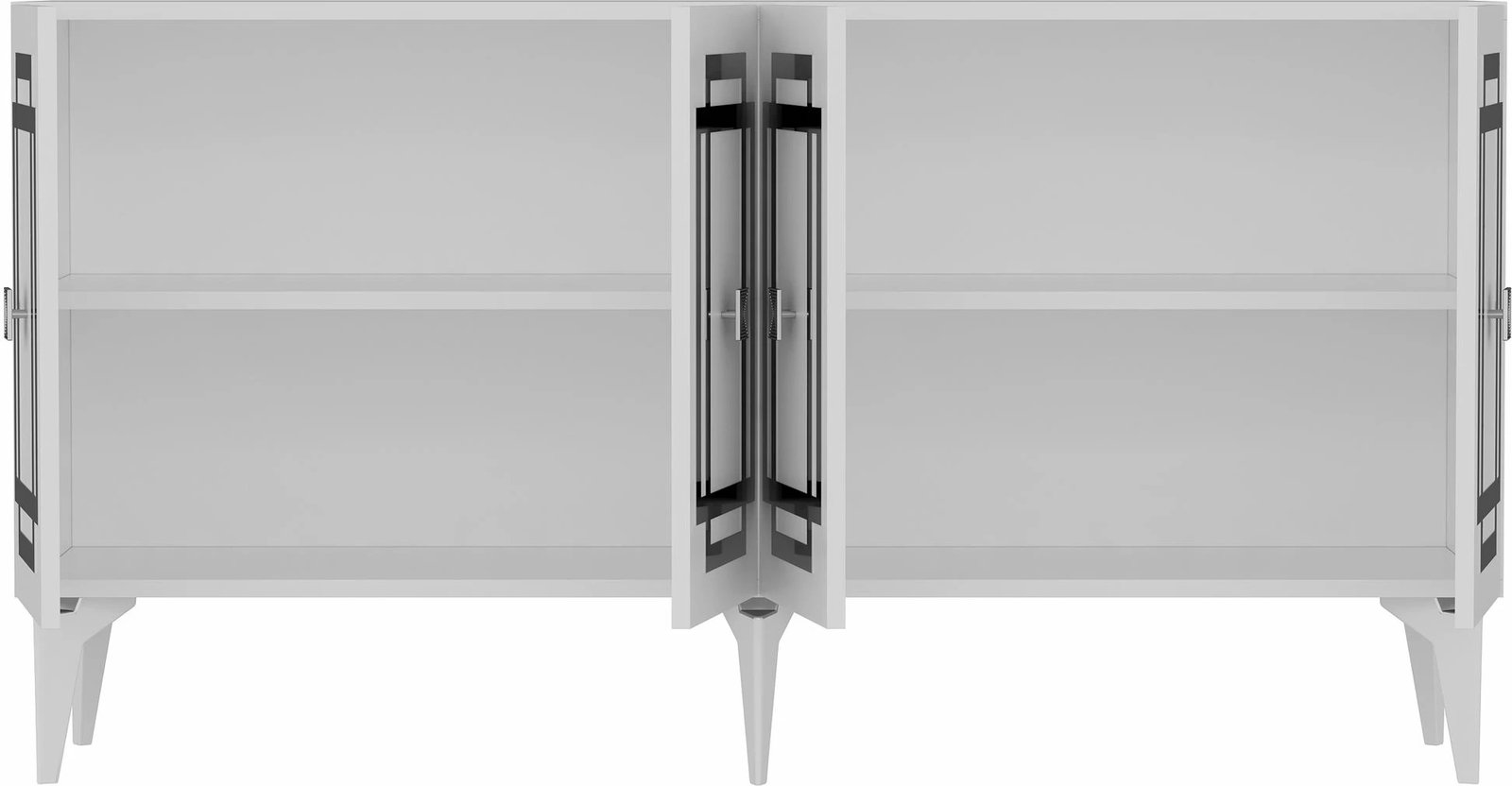 Konsol Skye Decor, ngjyrë e bardhë dhe argjend