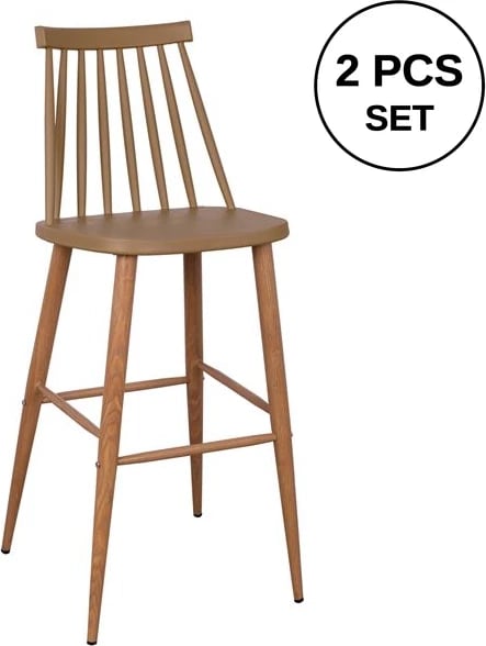 Karrige për bar Vanessa, ngjyrë kapuçino, 43x49x107 cm, set prej 2 copë