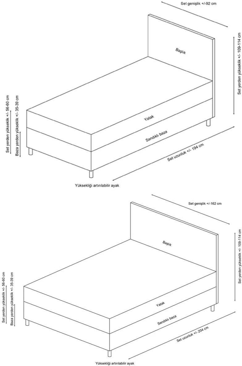 Baza dhe shtrati dopio me shpinore, ngjyrë gri e çelët, Skye Decor, Vitalia 160x200