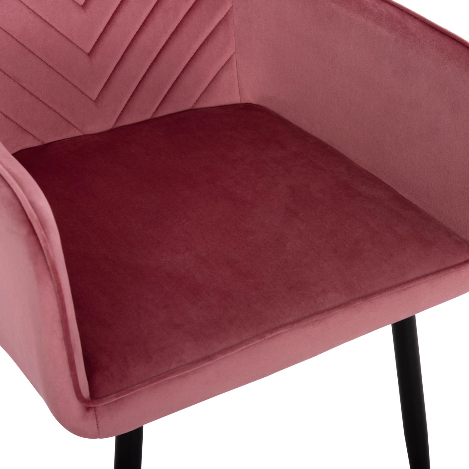 Karrige ngrënieje me krahë LATRELL, kadife rozë e zbehtë, këmbë metalike të zeza, 54x57x84cm, set prej 2 copash