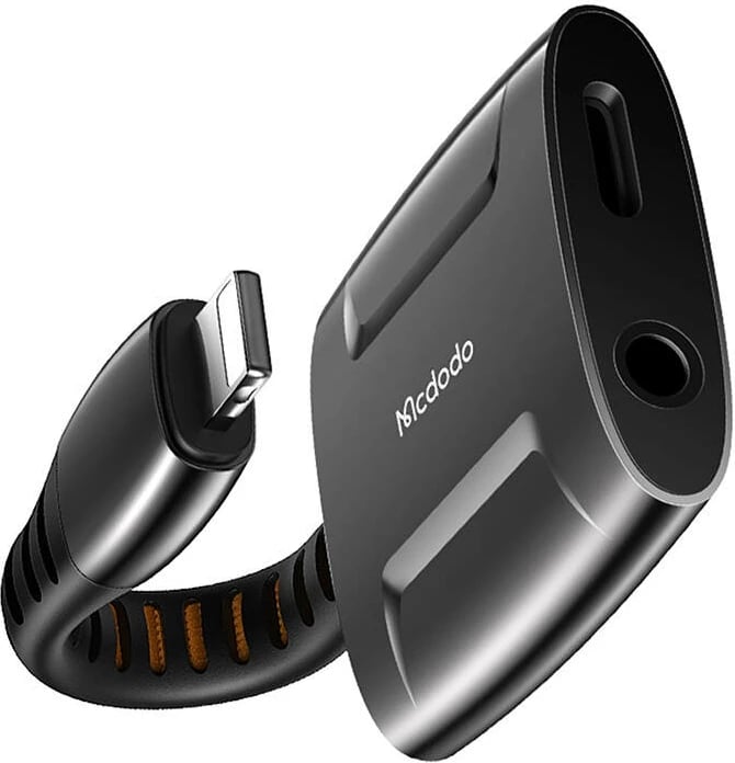 Adapter audio Mcdodo CA-6340, Lightning në Lightning + AUX 3.5mm, zi