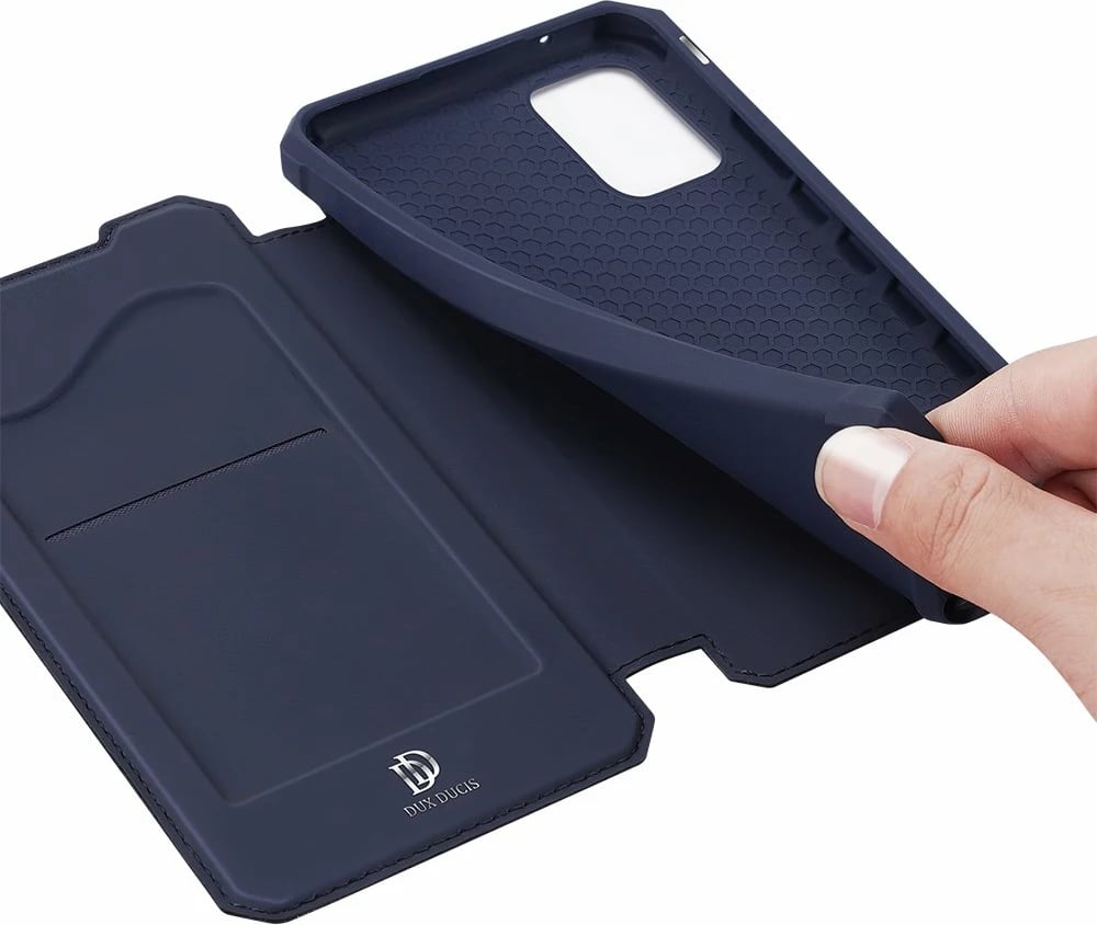 Mbështjellës Dux Ducis Skin X për Samsung Galaxy A72, me kapak, me mbajtëse, me portofol, Blu