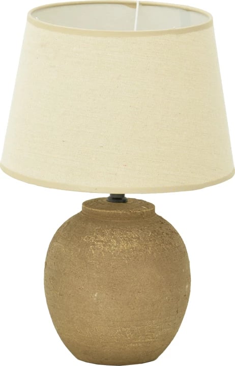Llambë tavoline Lurata, bazë qeramike, ngjyrë gri antike-bezhë, E27, 26x38cm