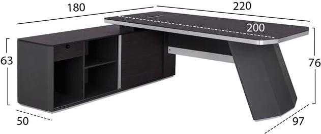 Tavolinë profesionale për zyre, kënd i majtë, ngjyrë trëndafili, FH2083L, 220x180x76 cm