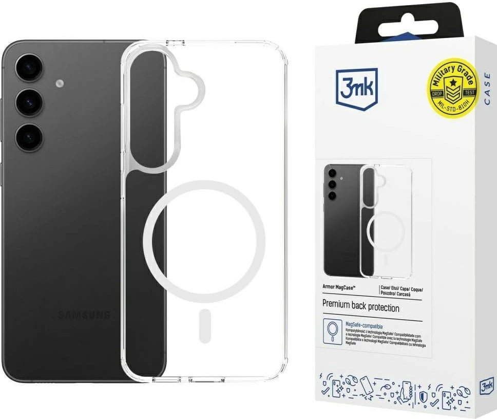 Mbështjellës 3MK Armor MagCase për Samsung S24/S25, MagSafe, Transparent
