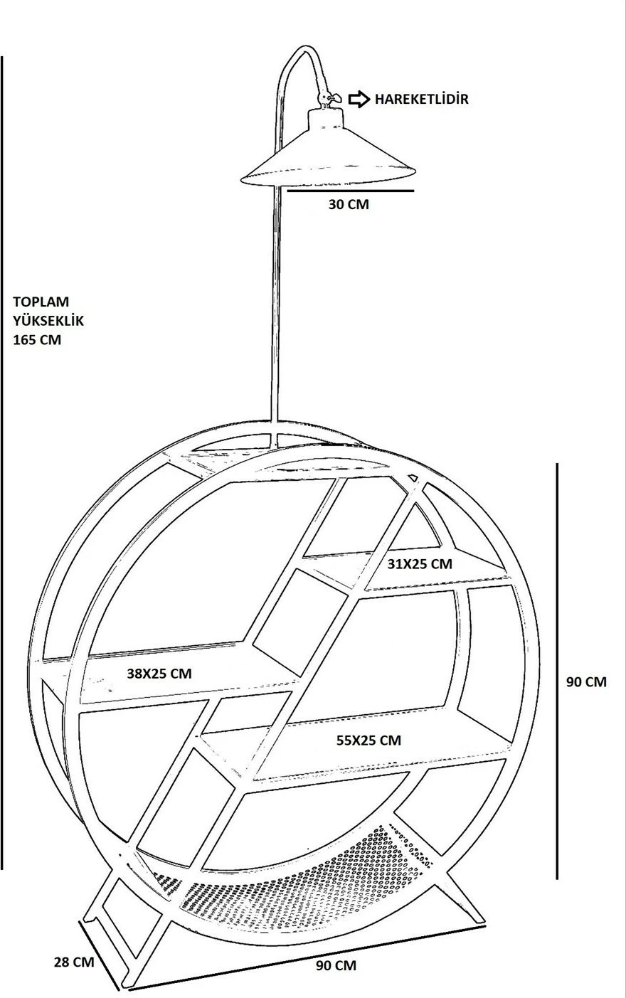 Llambë dyshemeje me raft libra, ngjyrë arre, Opviq 8529-2