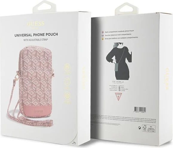 Mbështjellës për celular Guess Zip GCube Bottom Stripe, rozë