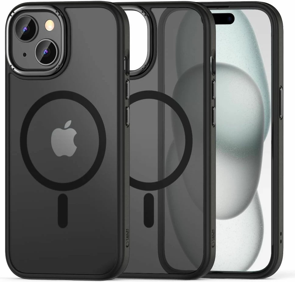 Mbështjellës Tech-Protect MagMat 2 për iPhone 15, MagSafe, Gjysem-transparent, Zi