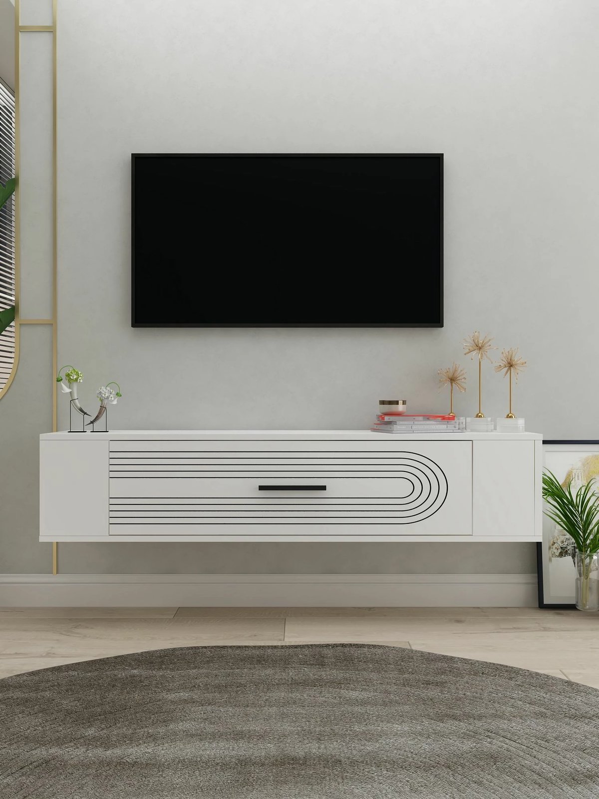 Komodë TV Skye Decor, Restol 3, e bardhë