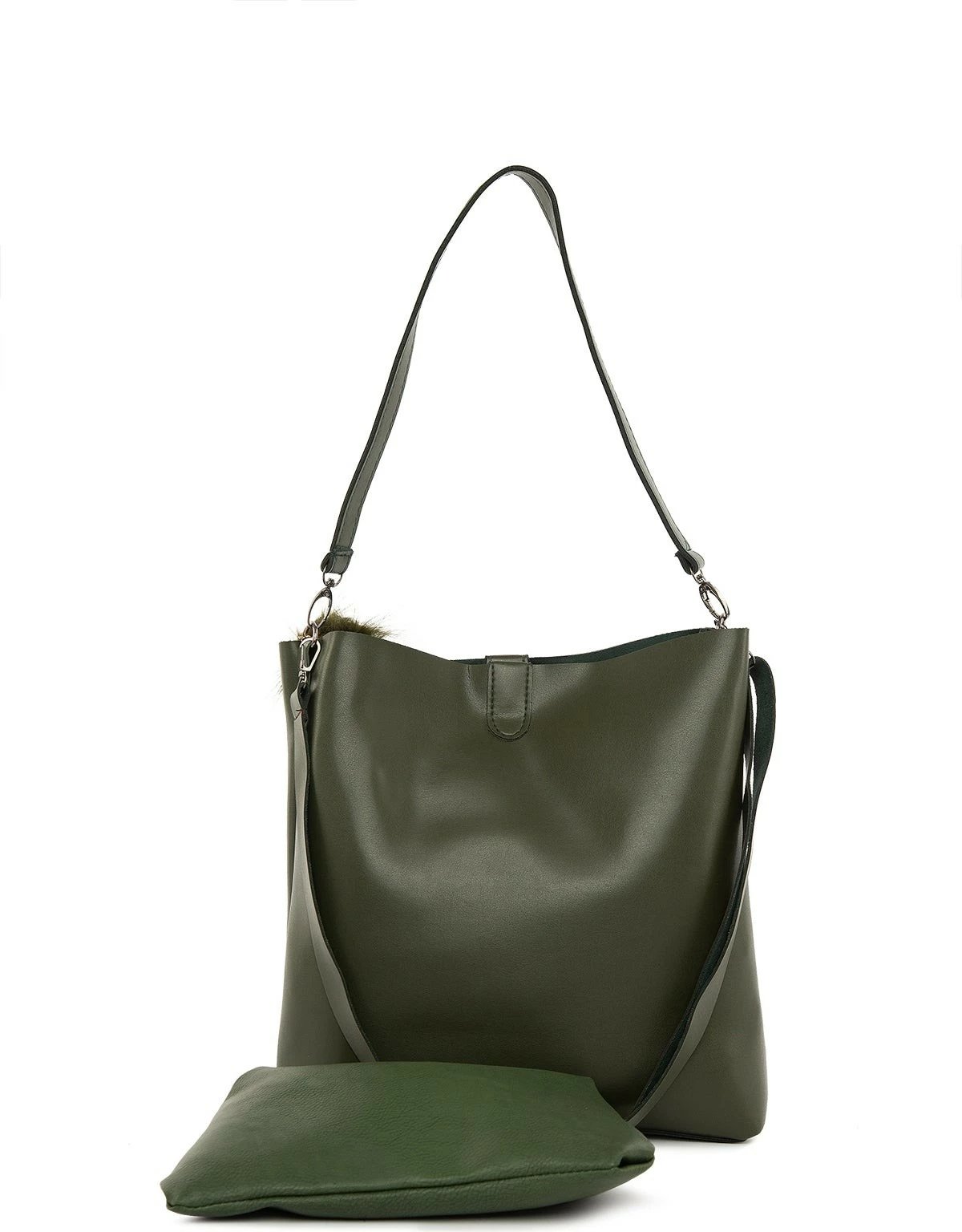 Çantë krahu Zoozie Bags, ngjyrë kaki, 32x30x10cm