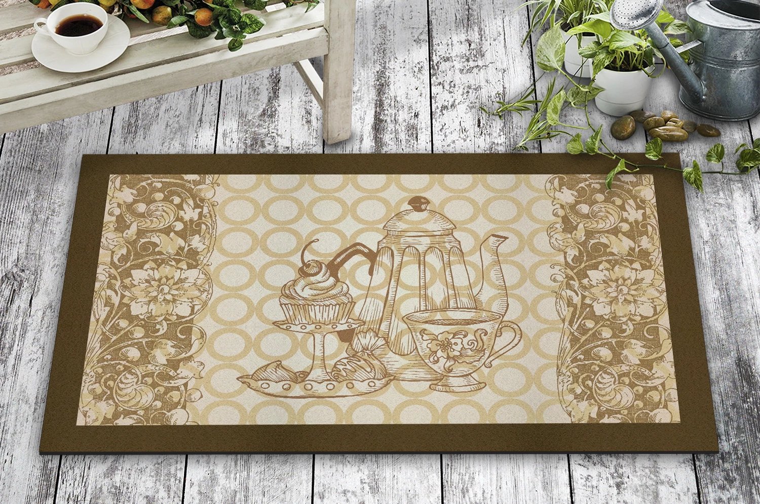 Shilte hyrëse PVC Aberto Design, motiv çajniku, shumëngjyrëshe, 45x70cm