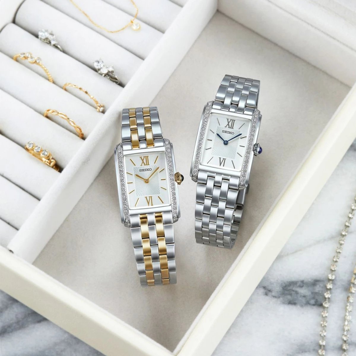 Orë dore SEIKO SWR093P1 për femra, dyngjyrëshe