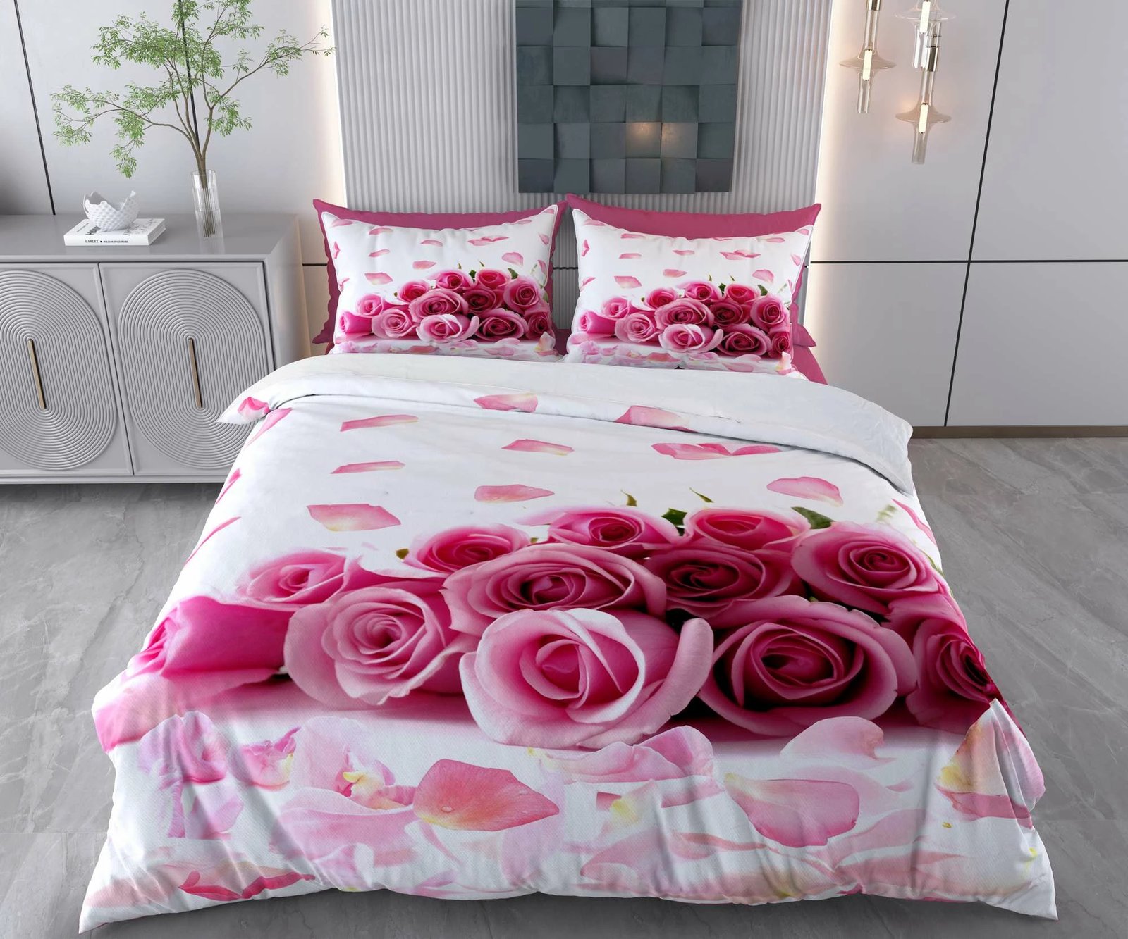 Set mbulesë për jorgan Super King, L'Essentiel Linge de Maison, rozë Rosie