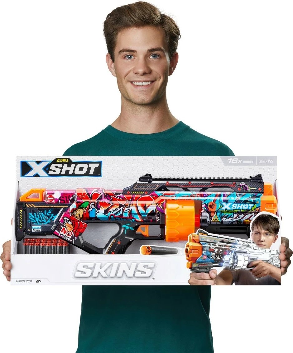 Blaster lodër ZURU X-Shot SKINS-LAST STAND, 16 shigjeta, multicolor