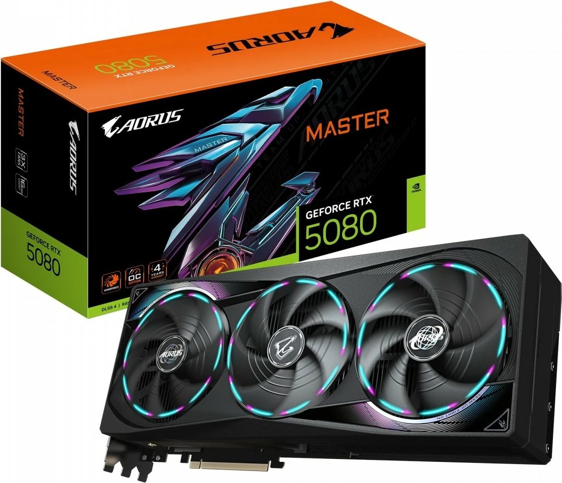 Kartelë grafike Gigabyte AORUS GeForce RTX 5080 MASTER 16G, 16 GB GDDR7, PCI-E 5.0, e zezë