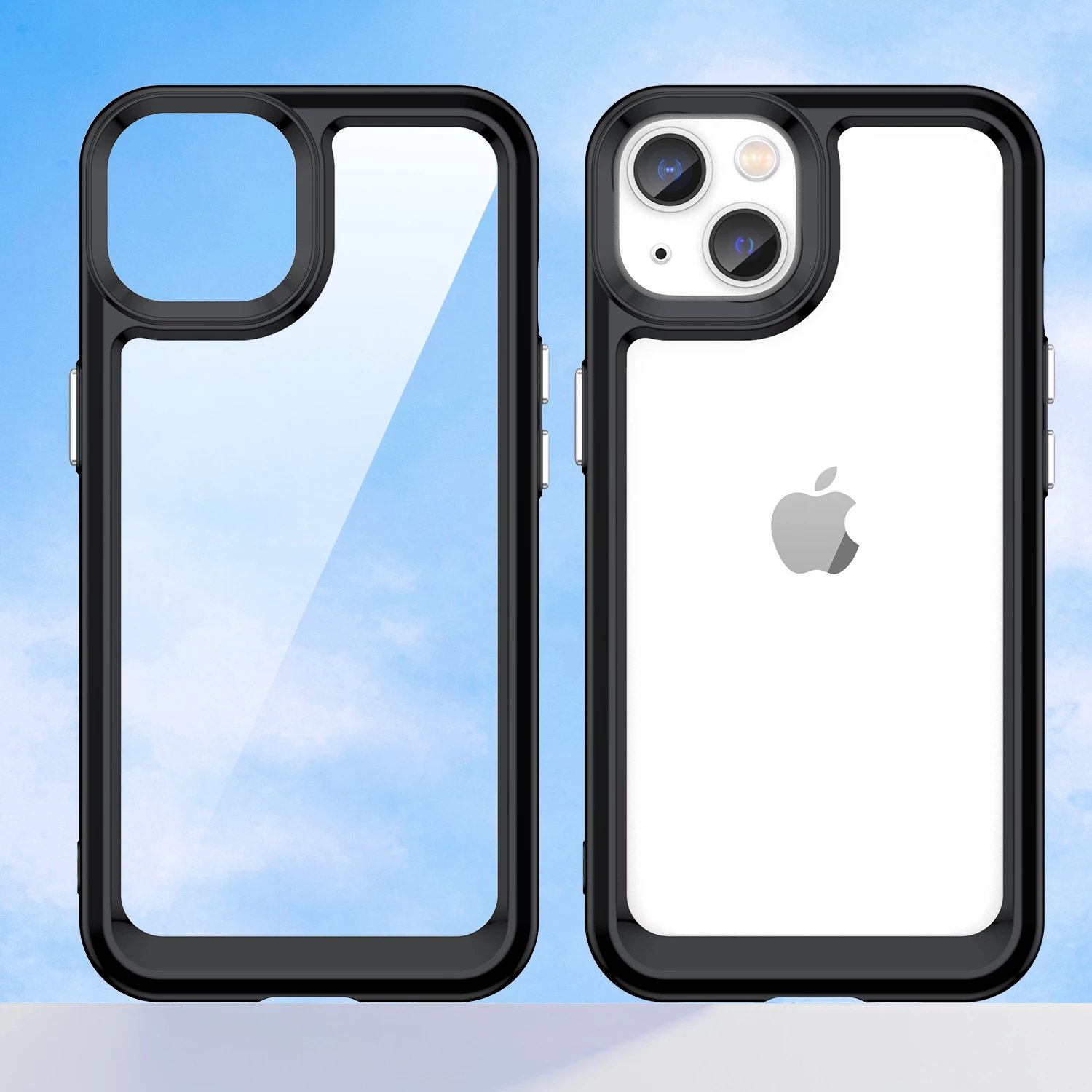 Mbështjellës Hurtel Outer Space Case për iPhone 14 Plus, hard cover me kornizë xheli, e zezë