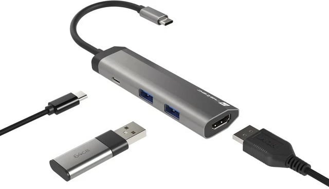 Multiport Natec Fowler Slim NMP-1984, 2x USB 3.0, HDMI 4K, USB-C PD, grafit
