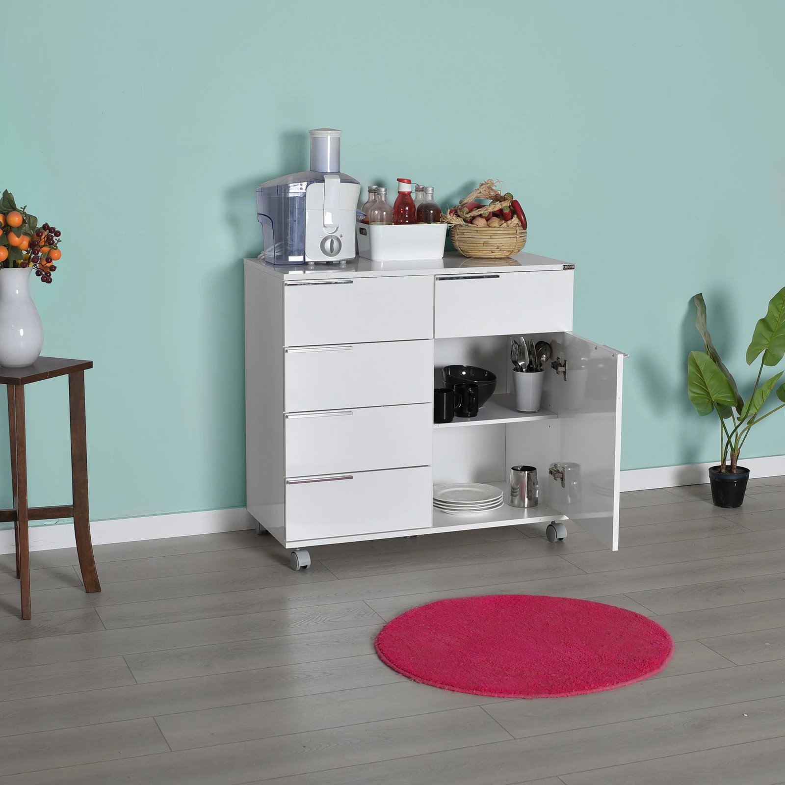 Komodë multifunksionale, ngjyrë e bardhë, Hanah Home, Adr-415-Pp-1